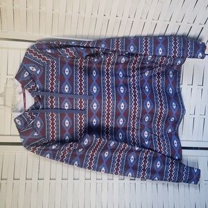 Ariat blue and burgundy pull over woman hoodie with front pockets size L